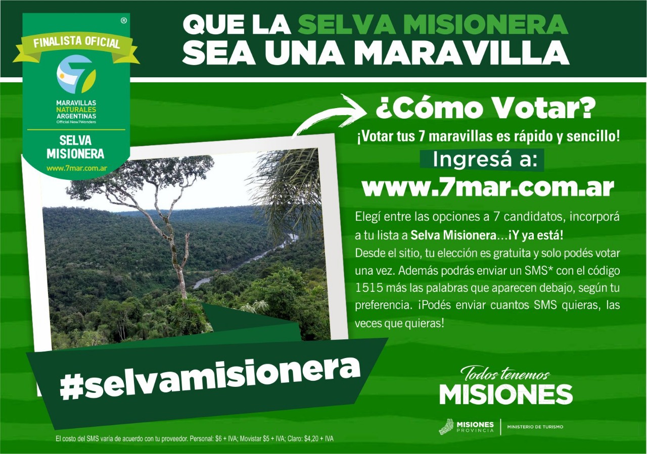 Voto Selva Misiones como una de las 7 maravillas de Argentina