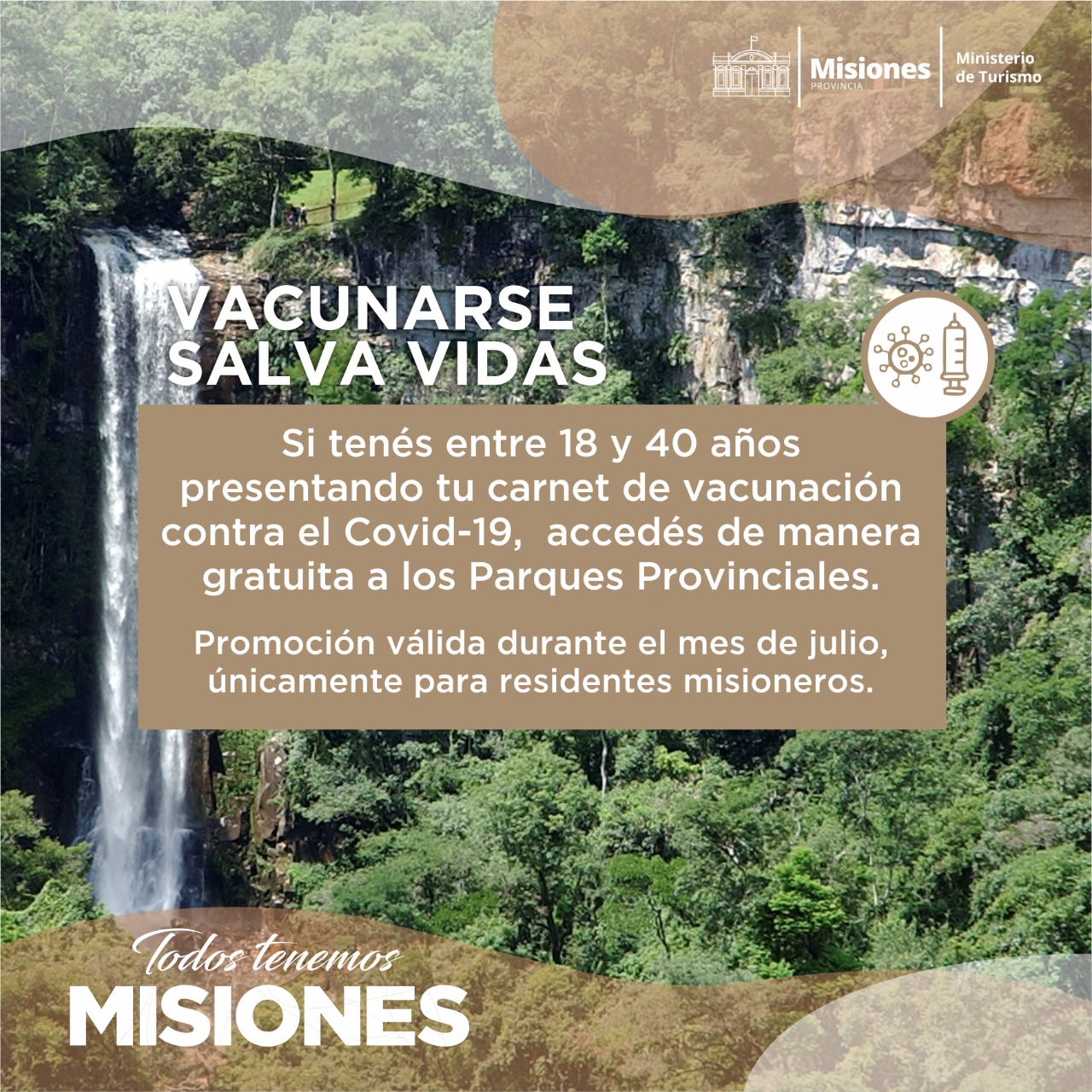 Los misioneros de 18 a 40 años que estén vacunados ingresarán gratis a los Parques Provinciales