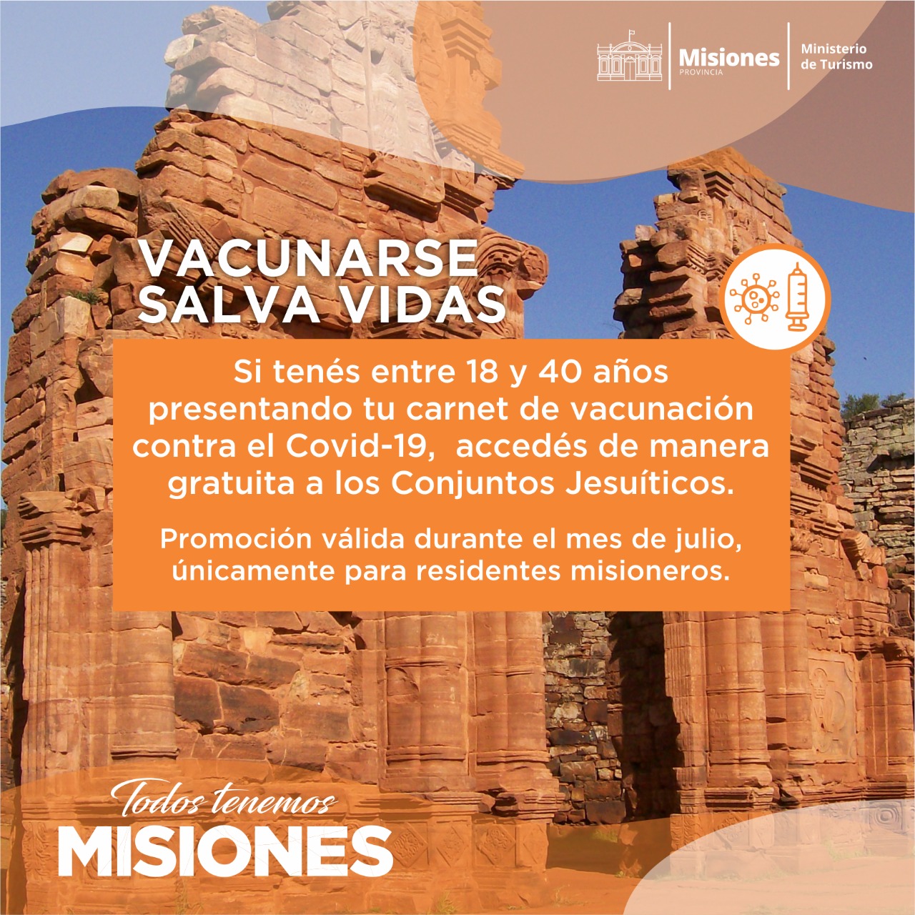 Los misioneros de 18 a 40 años que estén vacunados ingresarán gratis a los Parques Provinciales