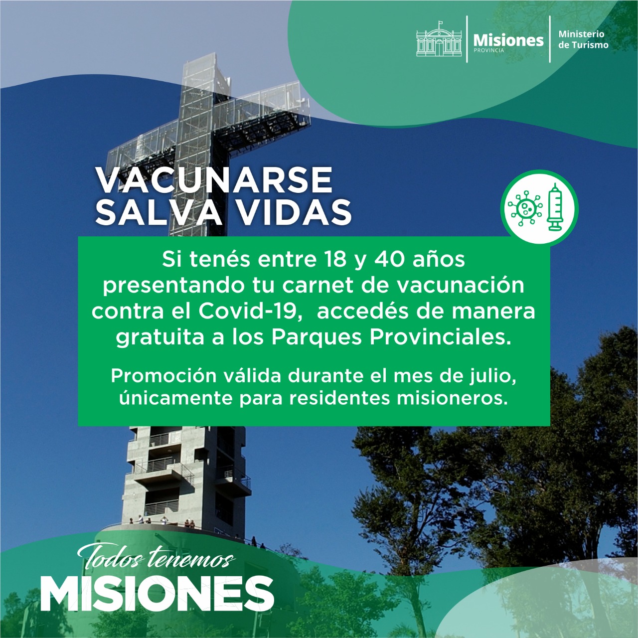 Los misioneros de 18 a 40 años que estén vacunados ingresarán gratis a los Parques Provinciales